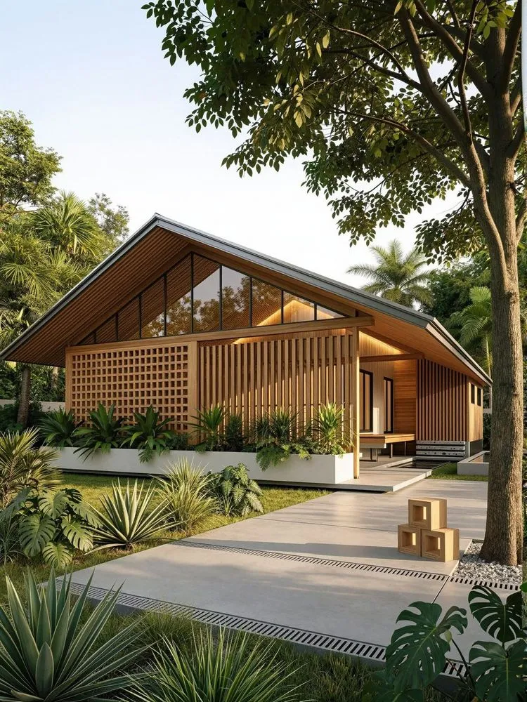 an image of a house in the woods