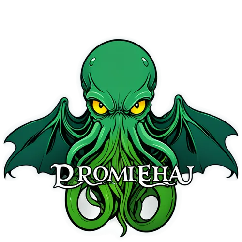 Logo for Promeai on the theme of Cthulhu on a white background, with text "promeai",logo header,broholmer,png image,social logo,grommet,the logo,eskimonebel,prejmer,octopus vector graphic,promontory,p