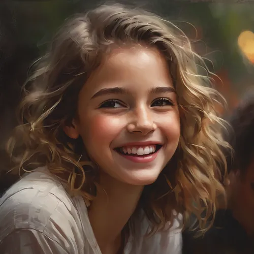 Find a cheerful clipart image for your next project!,girl portrait,child portrait,girl drawing,a girl's smile,young girl,digital painting,kids illustration,romantic portrait,portrait of a girl,world d