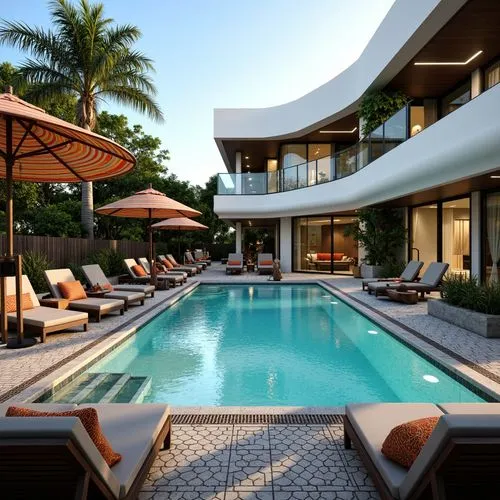 Streamline Moderne Style Swimming Pool Building Design Ideas