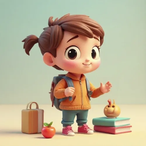 agnes,cute cartoon character,girl with bread-and-butter,mabel,cute cartoon image,woman eating apple,kids illustration,girl picking apples,character animation,wordgirl,animator,mable,film character,sto