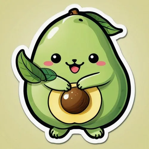 Avocado Cutie Kawaii ,mandora,pinya,sukuma,chayote,korogocho,koropeckyj,kangchu,puni,growth icon,pepino,makar,bulba,bichara,banani,worm apple,kangazha,pea,kero,krong,chonggu,Unique,Design,Sticker