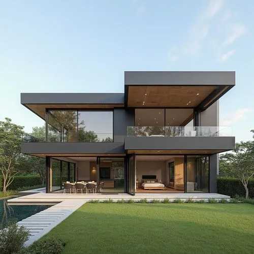  ,a modern house in the countryside is designed to look like it belongs,modern house,modern architecture,cube house,cubic house,house shape,dunes house