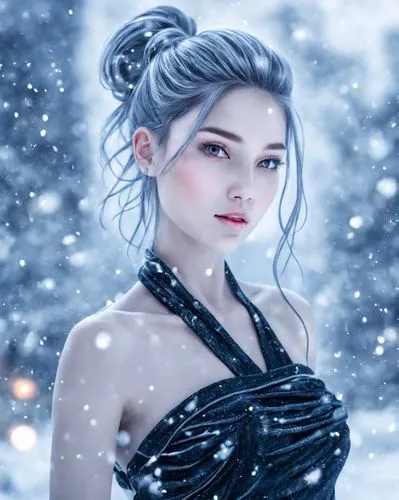 winter,a woman in a dress with blue eyes and snow falling,the snow queen,winterblueher,winter background,white rose snow queen,ice queen,ice princess,Season,Winter