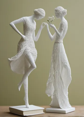 Compose a romantic poem inspired by a delicate stickini sculpture.,paper art,dancing couple,woman sculpture,wire sculpture,miniature figure,3d figure,sewing silhouettes,miniature figures,clay figures,
