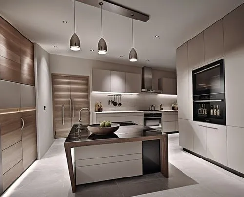 DISEÑO DE COCINA ESTILO MINIMALISTA, DE LINEAS MODERNAS Y DISEÑO CONTEMPORANEO, CON COLORES NEUTROS, PISOS,  BRILLOSOS, ZOCLOS, PLAFON EN COLORE BLANCO, ILUMINACION AMBIENTAL, EXCELENTE REPRESENTACIÓN