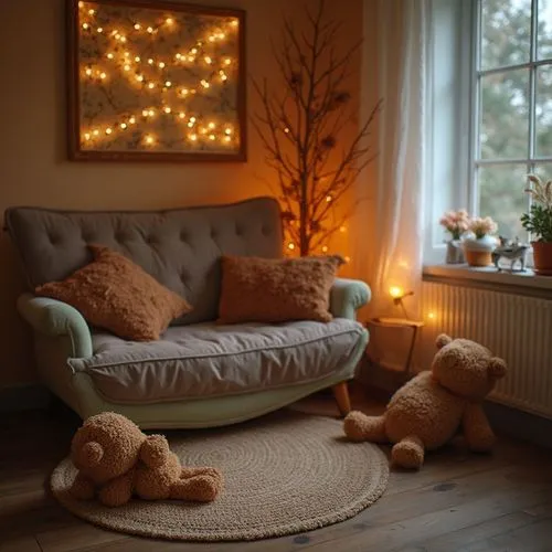 A cozy,small white dog ,reindeer