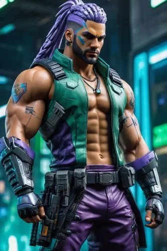 dnd aasimar, South American Naruto anime character, with a muscular body, long silver-purple braided hair style, wild and unruly, dark skin, blue-green eyes, anime style, male, with a smile on his fac