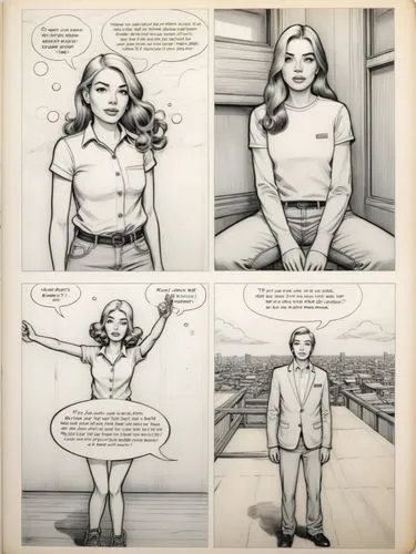 Become part of our adventurous comic page and experience the exciting story! With English text in boxes, speech and thought bubbles.,a comic strip is shown of a girl with a shirt on,comic speech bubbl