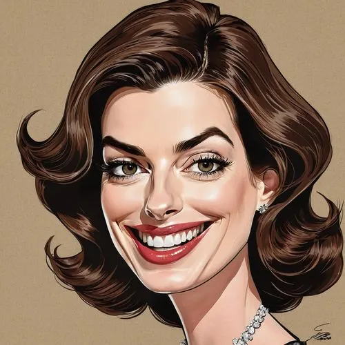 Anne Hathaway,jane russell-female,hathaway,baranski,boldrini,caricaturist,caricature,swanson,caricatures,ayotte,ann margarett-hollywood,digital painting,jackie,vector illustration,soraya,nigella,margo