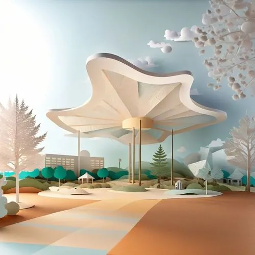 a group of trees that are inside of a building,prefab,procedural,smart home,visualizer,virtual landscape,background design