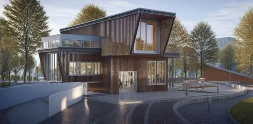 3d rendering,modern house,timber house,wooden house,ski facility,chalet,cubic house,render,eco-construction,dunes house,house by the water,residential house,modern architecture,house in the mountains,