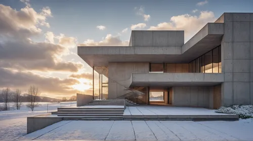 modern architecture,brutalist architecture,snow house,exposed concrete,cubic house,dunes house,winter house,modern house,concrete,concrete construction,archidaily,jewelry（architecture）,snow roof,cube 