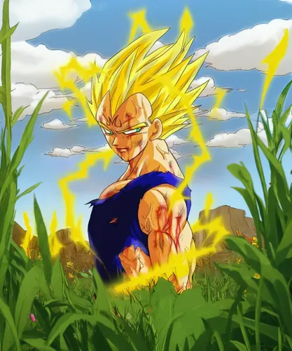 vegeta,goku,son goku,takikomi gohan,trunks,spring background,dragonball,dragon ball,easter banner,springtime background,april fools day background,super cell,shallot,flowers field,toori,farm backgroun