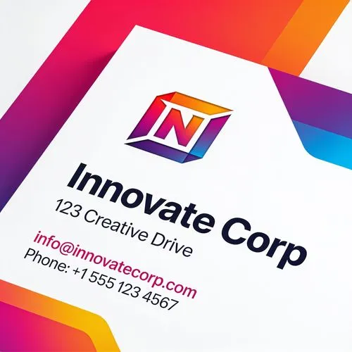 A creative and dynamic letterhead design. It uses the new logo from the second image as a central element. The design features bold brand colors and dynamic shapes or gradients to create a high-energy