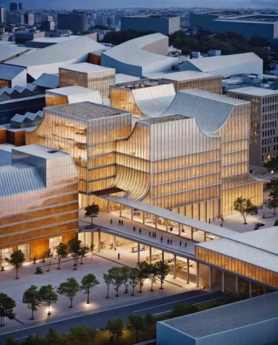 the building has large curving windows in it,juilliard,julliard,bjarke,philharmonie,staatsbibliothek,skirball,Photography,General,Realistic