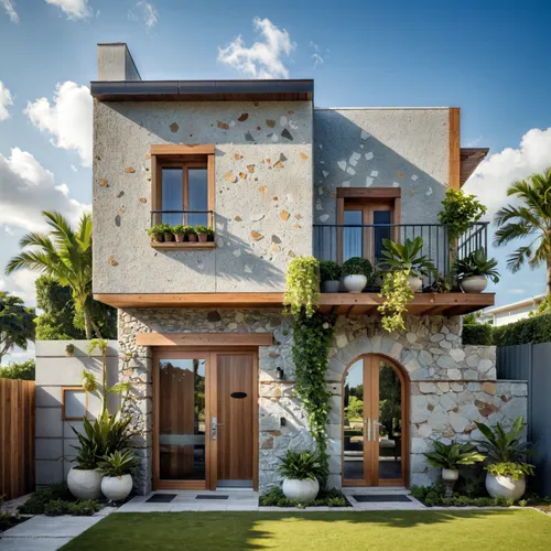 an attractively designed house with stone facade,holiday villa,beautiful home,luxury home,exterior decoration,luxury property,dunes house,tropical house,mansions,beach house,landscaped,modern house,bu