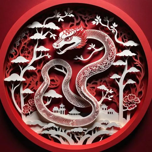snake,paper-cut,window grilles,red,Chinese New Year,Round,,the chinese paper art is shaped and depicts a dragon,dragon design,dragon boat,targaryen,dralion,dragon,qingxi,baoquan,wudang,changfeng,qilin