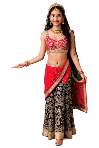 Indian bride, traditional red wedding attire, intricate henna on hands and feet, golden jewelry, maang tikka, nose ring, bindi, curly black hair, bright smile, decorated dupatta, embroidered lehenga, 