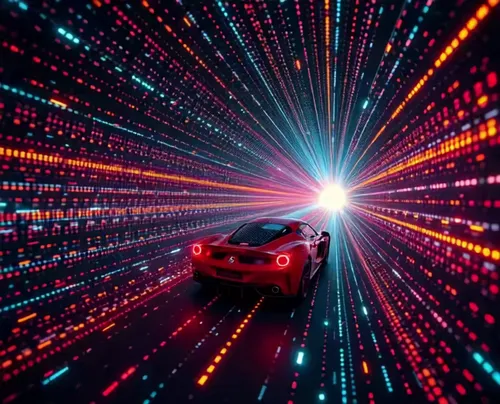 speeding inside tunnel,3d car wallpaper,hyperdrive,car wallpapers,matrix,speed of light,light track,autonomous driving,hyperspace,red matrix,tron,hyperspeed,bladerunner,car lights,light trail,accelera