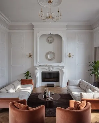 a very elegant and tidy living room is decorated in white,sitting room,fireplaces,living room,livingroom,interior decor,furnishings,contemporary decor,mahdavi,interiors,fire place,interior design,fami