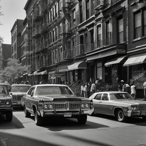Harlem, NYC, black and white photo, 1972,chrysler fifth avenue,new york streets,1960's,1955 montclair,13 august 1961,volvo 140 series,vintage cars,1950s,harlem,edsel pacer,meatpacking district,60s,new