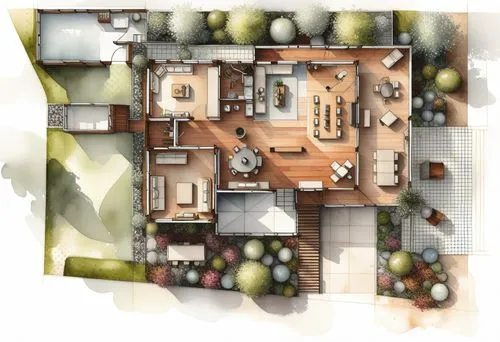 Floorplan watercolor,floorplan home,habitaciones,cohousing,floorplans,house floorplan,floorplan,house drawing,ecovillages,layout,architect plan,townhome,core renovation,floor plan,an apartment,3d rend