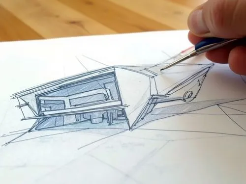 someone holding a pencil drawing something out of a box,house drawing,to draw,camera drawing,pencil frame,cubic house,frame drawing,cube stilt houses,cantilevers,inverted cottage,pencil lines,writing