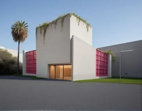 PAVIMENTO ASFALTICO,the 3d image shows a large building with an array of windows,mid century house,modern house,model house,mid century modern,renders,residential house,modern architecture,stucco fram