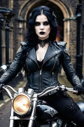 Rocker style woman on a motorcycle in London,gothic woman,goth woman,gothic style,goth whitby weekend,deathrock,tairrie,biker,dark gothic mood,gothic,black motorcycle,whitby goth weekend,gothic portra
