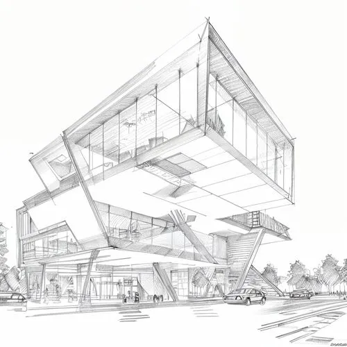 A shopping mall,cubic house,house drawing,cube stilt houses,modern architecture,kirrarchitecture,glass facade,futuristic architecture,glass building,arq,cube house,school design,archidaily,multistorey