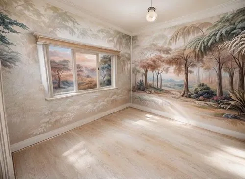 Real life view of a studyroom with modern white furniture featuring a Wall mural on the walls,Wall murals,wall painting,marble painting,wallcoverings,gournay,wallcovering,hallway space