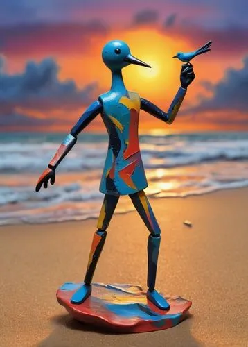 Painted with a brush, for hours at dusk in front of a beach, birds dancing by in perfect dance. You are attracted by the storm and the sand. Abstract Expressionism. Mixed media. Crazy sunset. ,a littl