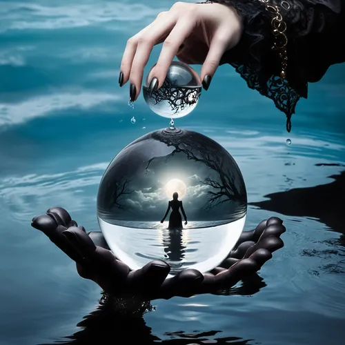 a person holding a sphere with an image of a man on it,crystal ball-photography,crystal ball,divination,conjuror,fortuneteller,illusionist,photo manipulation,fortune teller,sorcerers,divining,mirror o