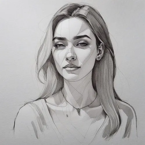 a woman is shown from the neck down in a pencil drawing,rgd,marzia,woman portrait,face portrait,girl portrait,donsky,charcoal pencil,muszaphar,giulia,margairaz,moody portrait,watercolor sketch,anfisa,