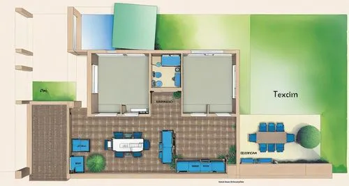 the plan of a two - story building with outdoor furniture and pool,floor plan,apartment,an apartment,second plan,condominium,architect plan,shared apartment,accommodation,plan,dorm,apartments,guestroo