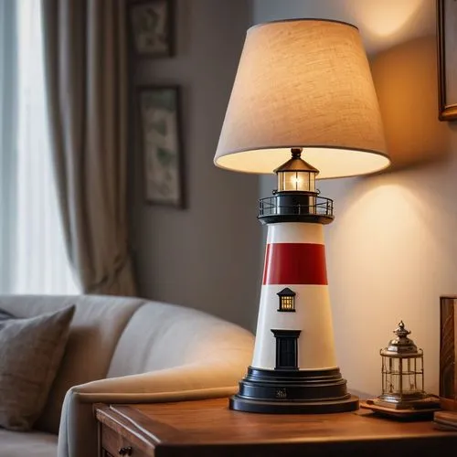 a lighthouse lamp in a living room,a lighthouse lamp ,table lamp,table lamps,retro lampshade,retro lamp,bedside lamp,retro kerosene lamp,electric lighthouse,lighthouses,energy-saving lamp,vintage lant