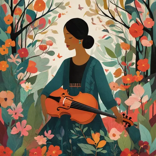 You're the melody to my heart's symphony.,woman playing violin,violin woman,violin player,woman playing,musician,violinist,classical guitar,violist,girl in flowers,saraswati veena,violin,folk music,gi