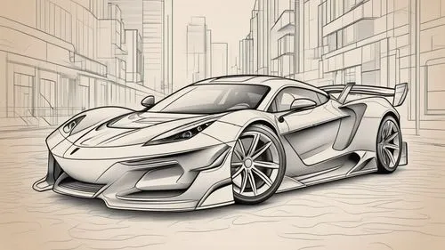 Style: Design Sketch-Detailed Outline,the sports car is on a road in a city,muscle car cartoon,porsche 918,car drawing,exige,illustration of a car,gricar,viper gts,3d car wallpaper,lotus art drawing,c