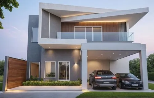 Architecture Design,two cars parked in front of the house,modern house,modern architecture,cubic house,frame house,modern style,cube house,two story house,house shape,contemporary,residential house,pr