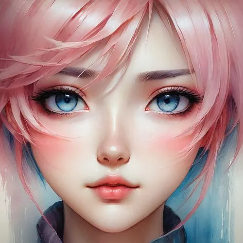 Generate an anime face with blushing cheeks and a shy, downward gaze.,natsuki,nadeshiko,fiora,marinette,krita,maeve,neopolitan,digital painting,luka,vi,anime girl,aelita,serah,haru,sakura,watsuki,inor