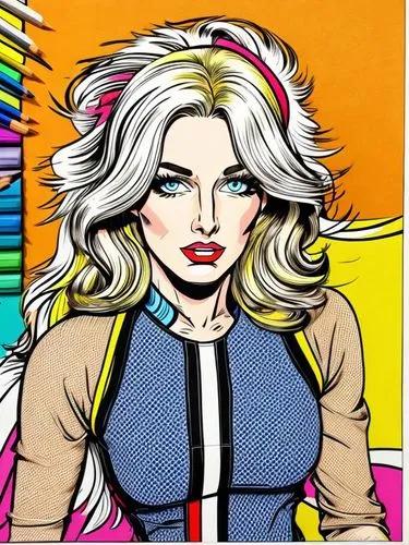 Drawing in bright coloured inks for comic purposes. Roy Lichtenstein’s style.,lilandra,dazzler,namorita,madelyne,laureline,liefeld,siryn,namora,spiegle,comic halftone woman,dematteis,grummett,mesmero,