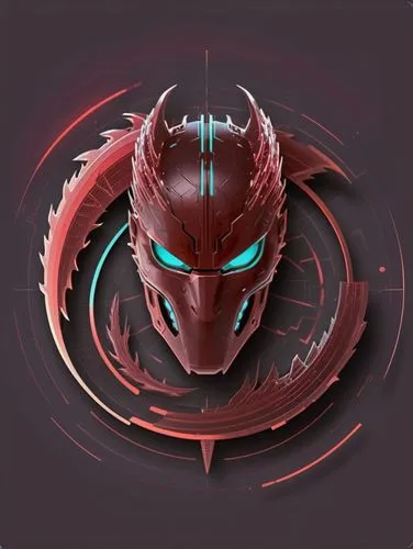 Cyberpunk 2077 themed dragon contact image. Icon. Vector. Simplistic. Minimalist. Attractive. Red scheme, no color but reds. Contact calling card. Contact calling image. Simple lines. small lines. Dys