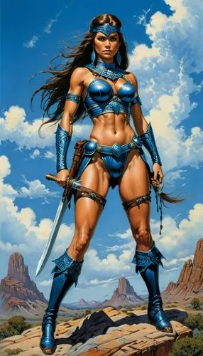 blue sky warrior girl,female warrior,warrior woman,wonderwoman,hard woman,muscle woman,fantasy woman,ronda,wonder woman,super heroine,barbarian,strong woman,swordswoman,huntress,wonder woman city,supe