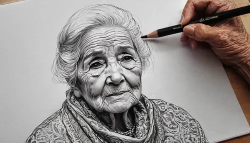 Old lady drawing study by Cleicha,pencil art,old woman,elderly lady,pencil drawings,pencil drawing,grandmother,beautiful pencil,pen drawing,charcoal drawing,ballpoint pen,elderly person,hand drawing,p