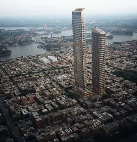 an aerial photo looking down at a large skyscraper,highrise,inlet place,high rise,the skyscraper,international towers,sky city tower view