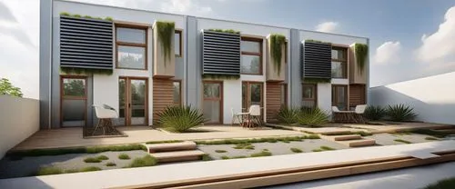 a small modern building that is white and brown,modern house,prefab,render,smart house,modern architecture,prefabricated