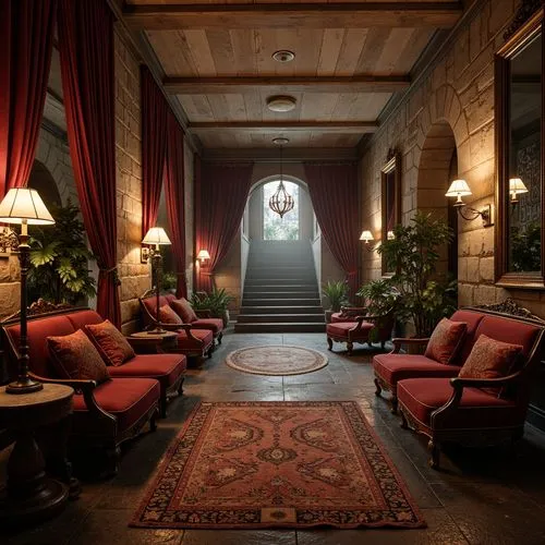 Basement Baroque Style Building Interior Design Ideas