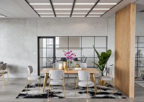 an empty dining room and office area with floral centerpiece,modern decor,contemporary decor,interior modern design,modern office,modern kitchen interior,interior decoration,search interior solutions,