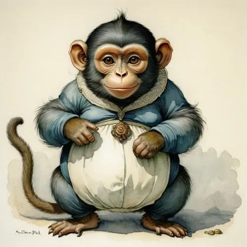 a painting of a monkey with a ball in it's hands,macaque,crab-eating macaque,chimpanzee,macaques,simian,chimp,monkey,the monkey,war monkey,rhesus,ape,long tailed macaque,monkey banana,japan macaque,mo